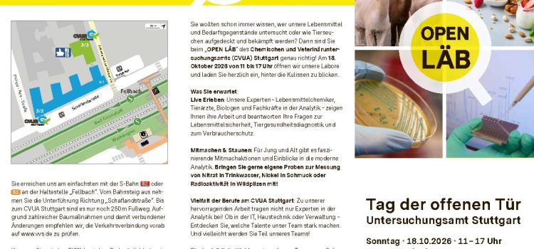 OPEN LÄB – Untersuchungsamt Fellbach – Tag der offenen Tür am 18. Oktober 26 OPEN LÄB – Untersuchungsamt Fellbach – Tag der offenen Tür am 18. Oktober 26